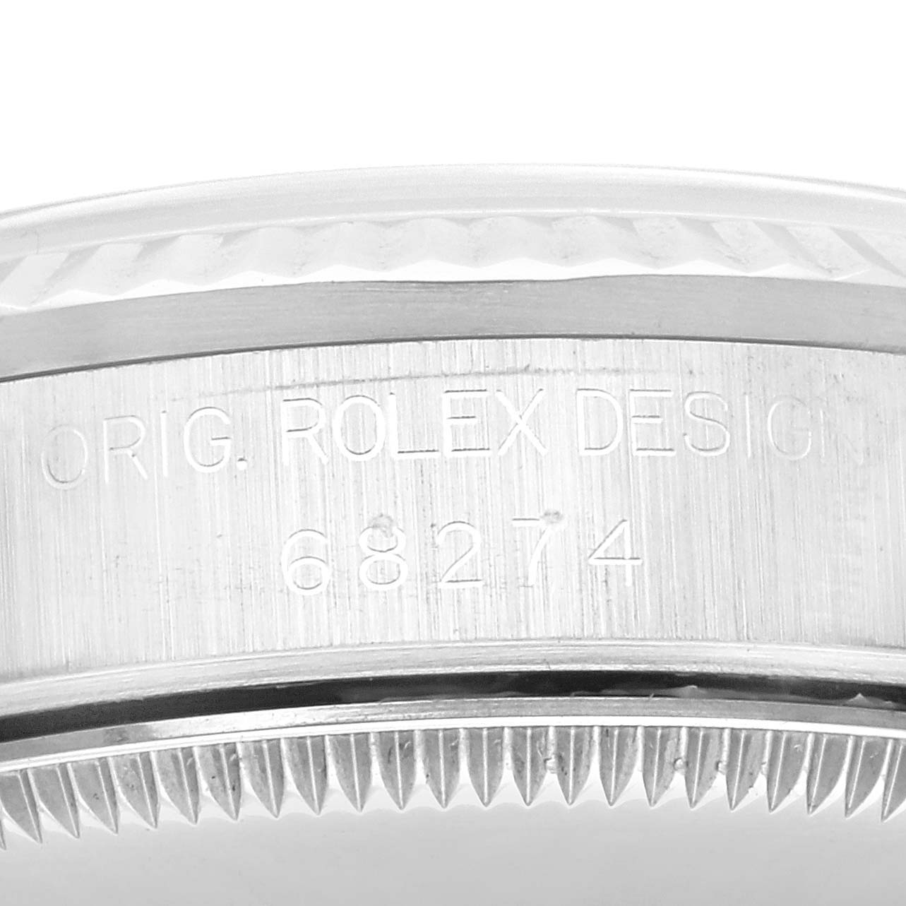 The image shows a close-up of a Mid-Size Rolex watch case with the model number 68274.