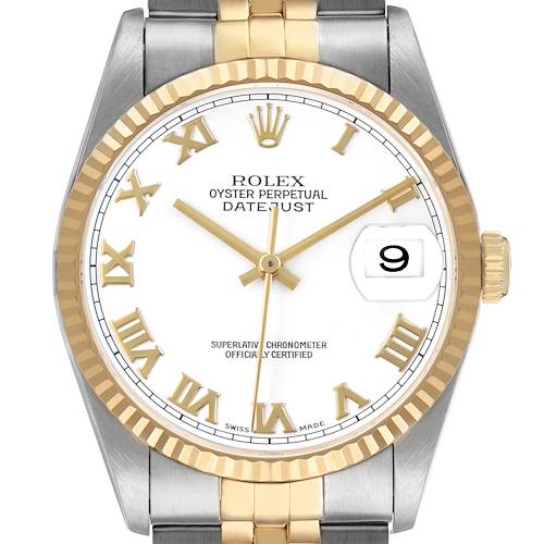 Photo of Rolex Datejust Stainless Steel Yellow Gold Mens Watch 16233 Box Papers