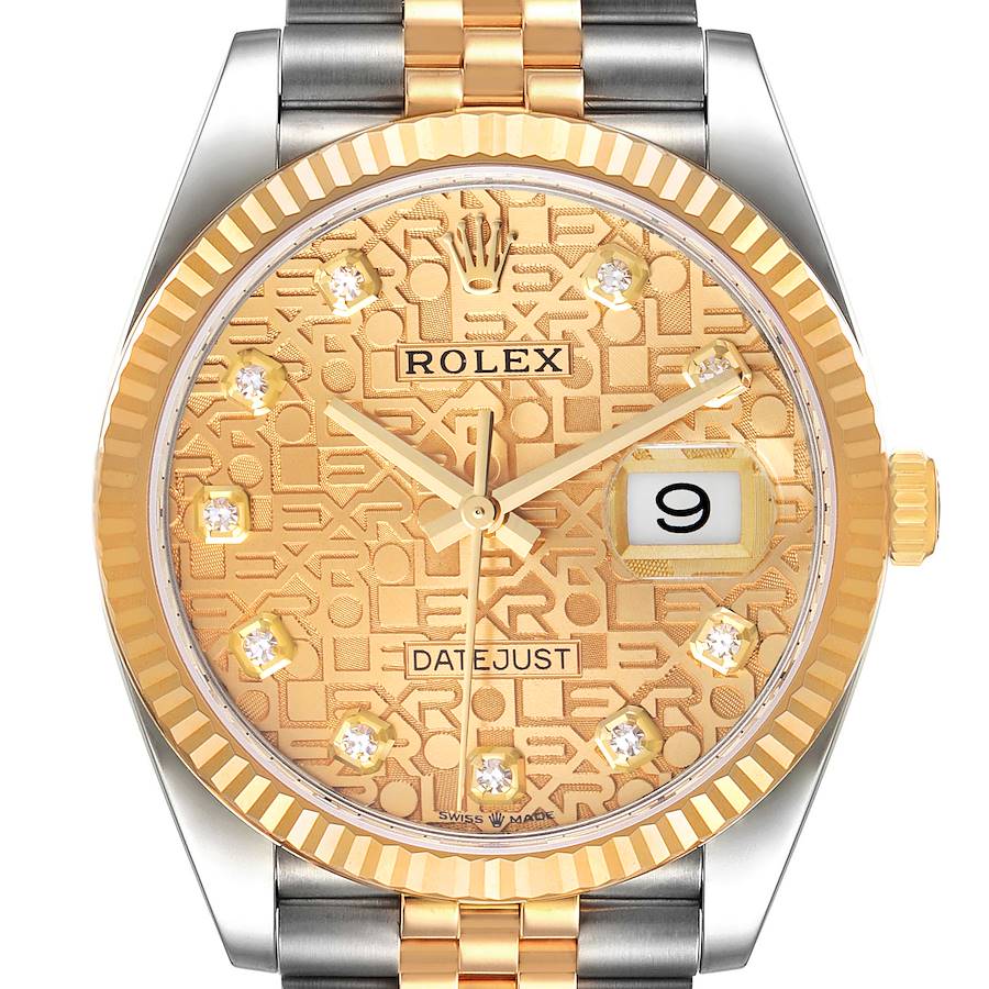 Rolex Datejust Steel Yellow Gold Diamond Dial Mens Watch 126233 SwissWatchExpo