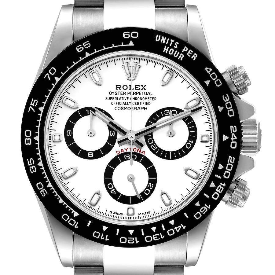 Rolex Daytona Ceramic Bezel White Dial Steel Mens Watch 116500 Box Card SwissWatchExpo
