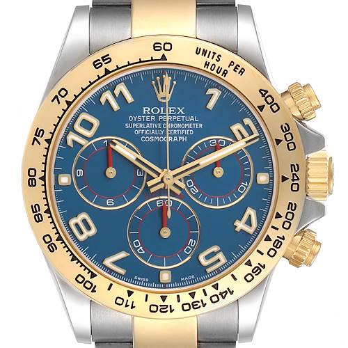 Photo of Rolex Daytona Steel Yellow Gold Blue Racing Dial Mens Watch 116503 Box Card