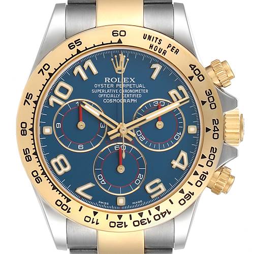 Photo of Rolex Daytona Steel Yellow Gold Blue Racing Dial Mens Watch 116503 Box Card