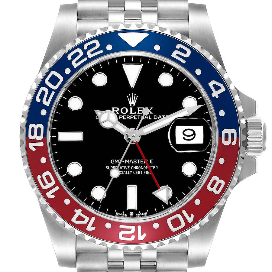 Rolex GMT Master II Blue Red Pepsi Bezel Steel Mens Watch 126710 SwissWatchExpo