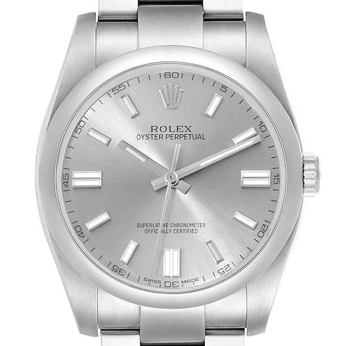 Photo of Rolex Oyster Perpetual 36 Grey Dial Steel Mens Watch 116000 Box Card