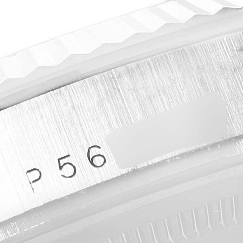 This is a close-up view of the serial number engraving area on a Rolex President 118239 Men
s White Gold Silver Dial 118239 Men
s White Gold Silver Dial model.