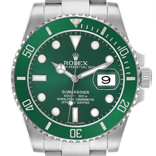 Photo of Rolex Submariner Steel Hulk Green Dial Bezel Mens Watch 116610 116610LV