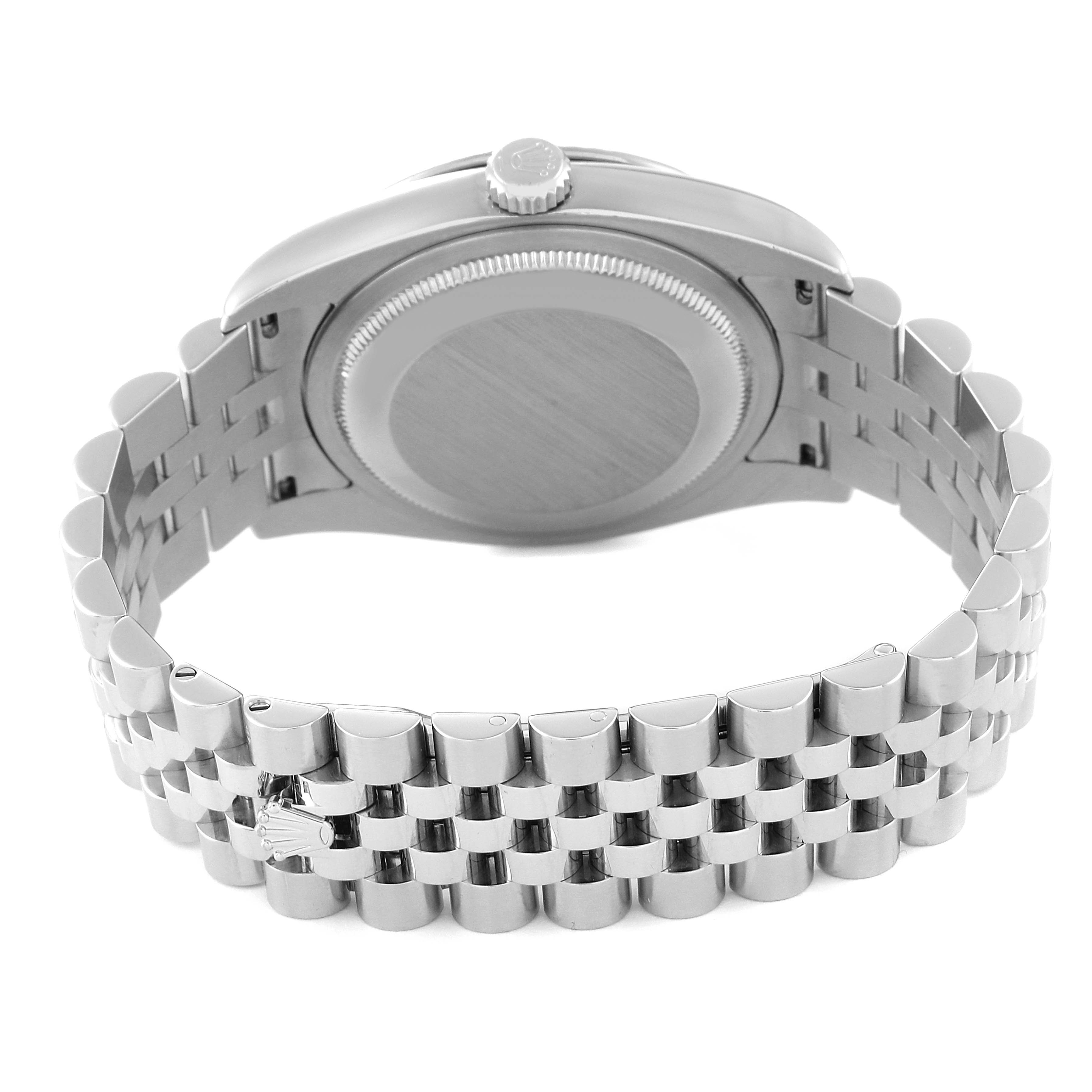 This image shows the back view of a Rolex Turn-o-Graph 116264 Men's Stainless Steel White Dial 116264 Men's Stainless Steel White Dial watch, highlighting the bracelet and case back.