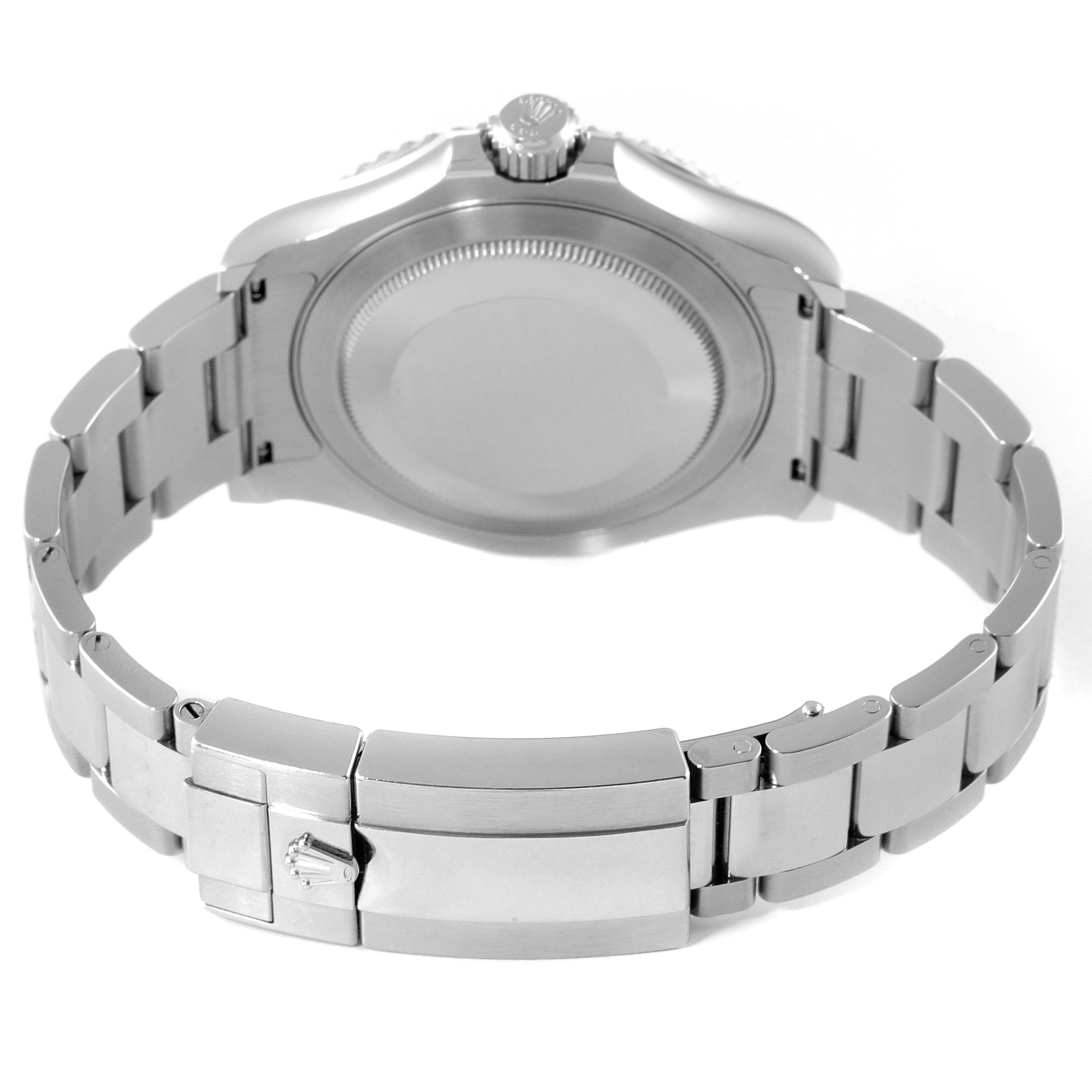 The image shows the back and clasp of a Rolex Yacht-Master 126622 Men
s Stainless Steel Grey Dial 126622 Men
s Stainless Steel Grey Dial watch from a rear angle.