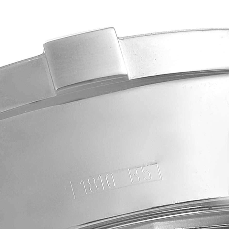 The image shows a close-up angle of the case and bezel of the Breitling Superocean A13340 Men
s Stainless Steel Blue Dial A13340 Men
s Stainless Steel Blue Dial watch, with part of its serial number visible.