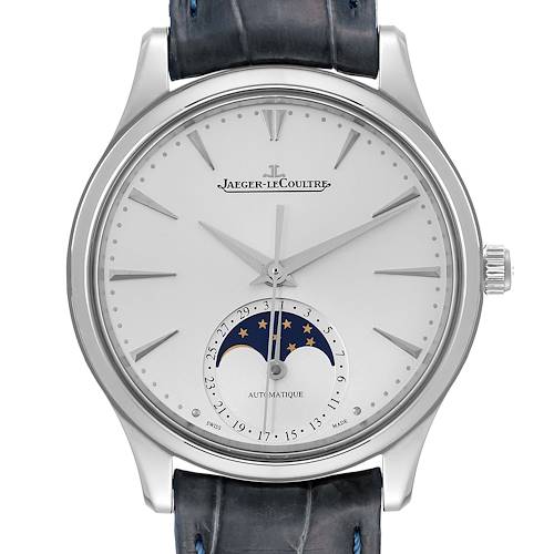 Photo of Jaeger LeCoultre Master Ultra Thin Moon Steel Mens Watch 145.8.64.S Q1258420 Box Card