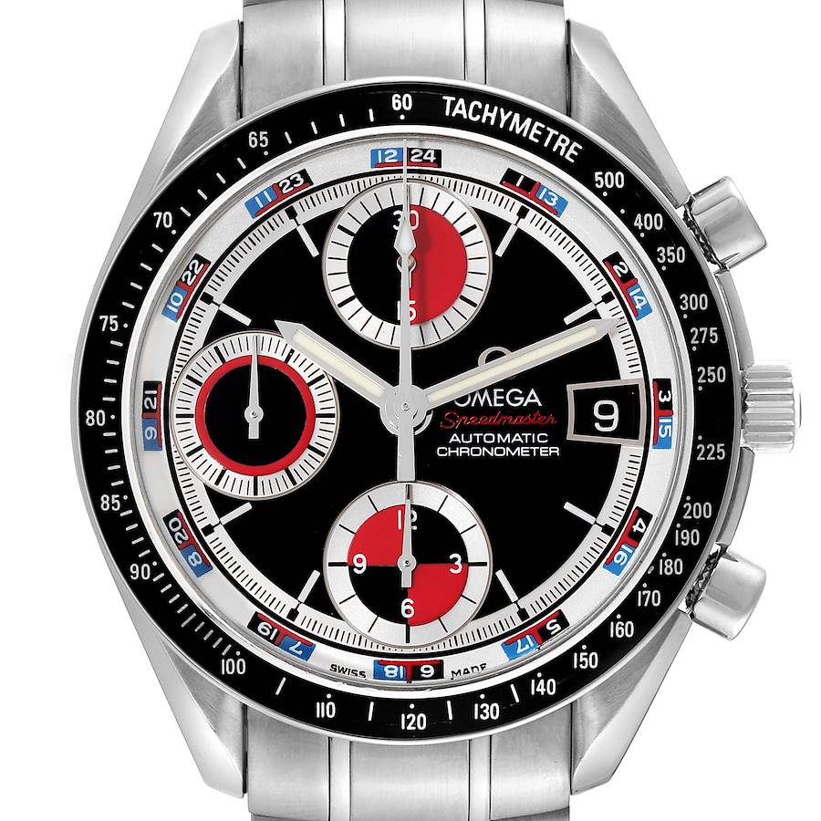 Omega Speedmaster Black Red Casino Dial Steel Mens Watch 3210.52.00 Box Card SwissWatchExpo