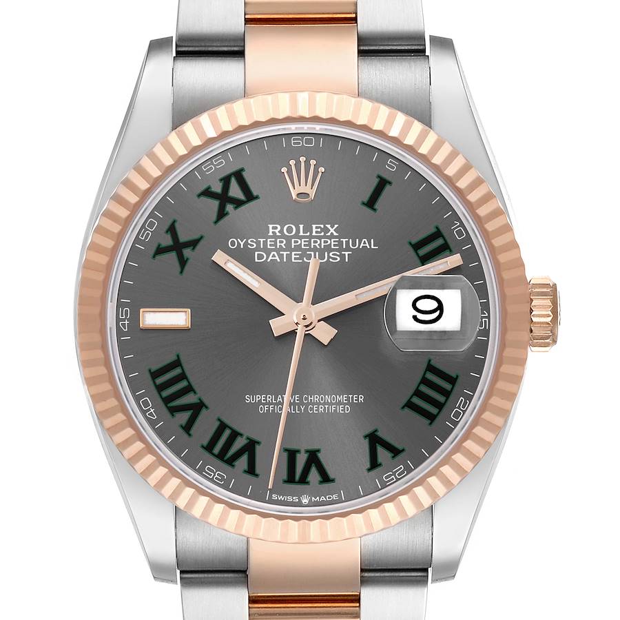 Rolex Datejust 36 Wimbledon Dial Steel Rose Gold Mens Watch 126231 SwissWatchExpo