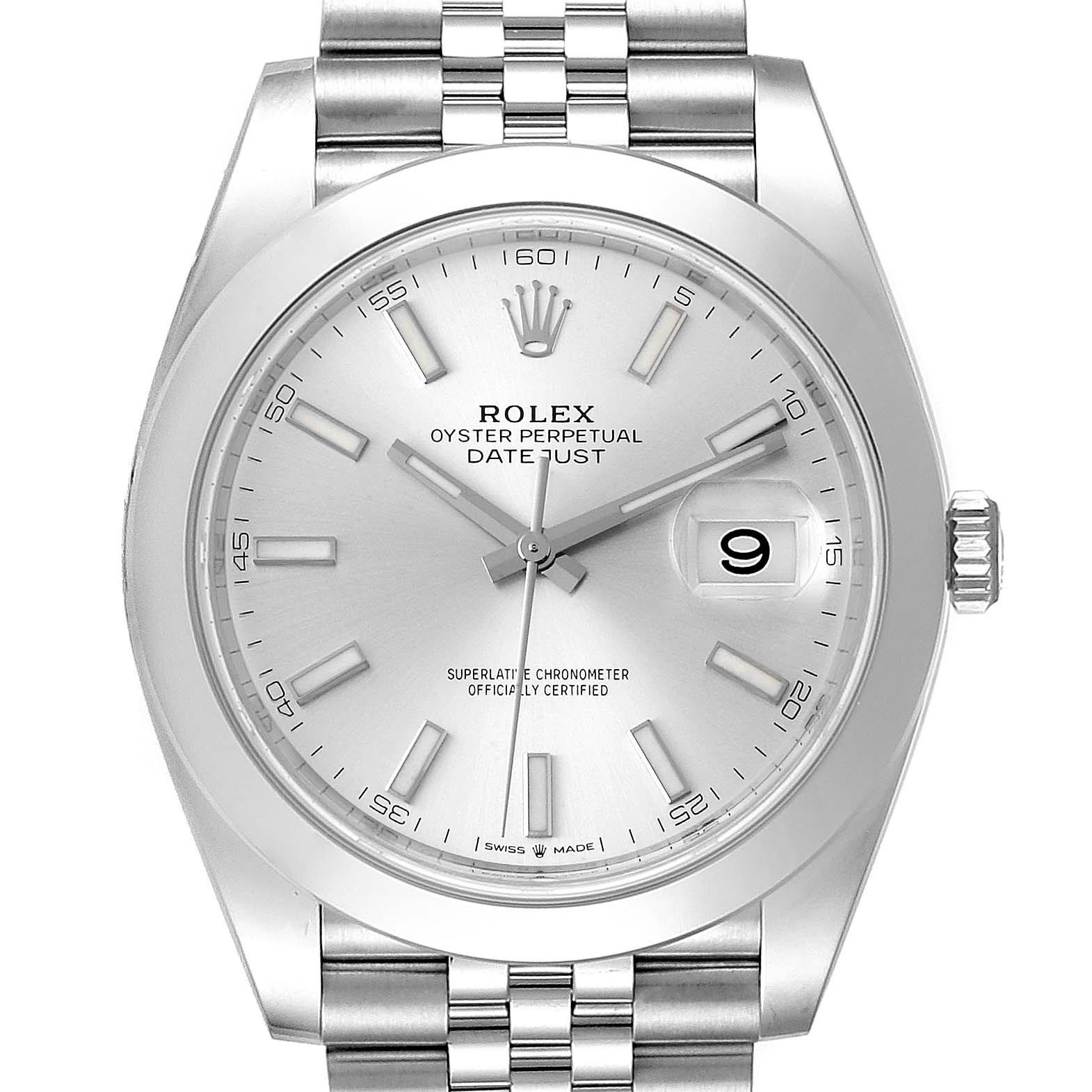 rolex datejust 41 silver dial fluted bezel