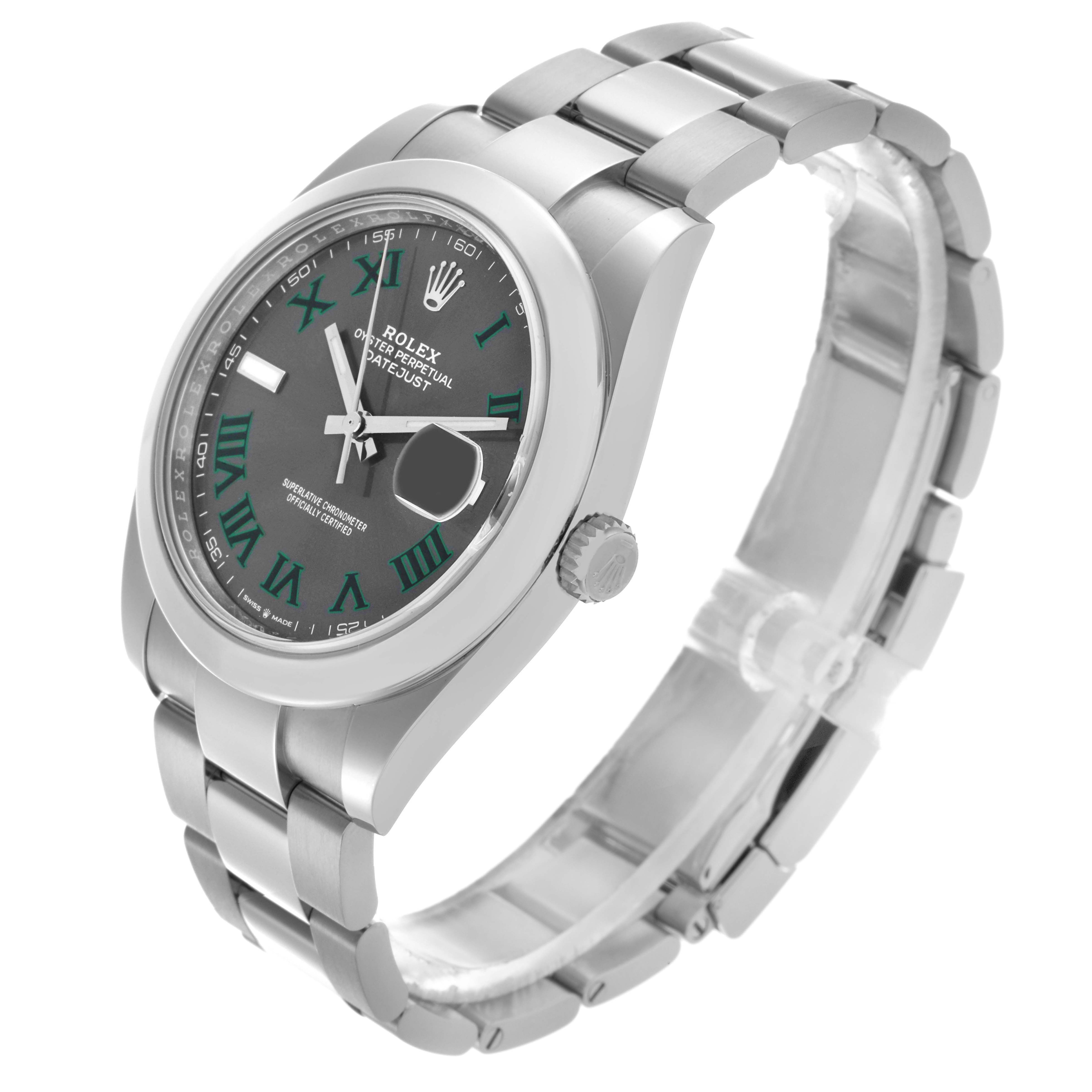 The Rolex Datejust 41 126300 Men
s Stainless Steel Grey Dial 126300 Men
s Stainless Steel Grey Dial is shown at a slight angle, highlighting the dial, bezel, bracelet, and crown.