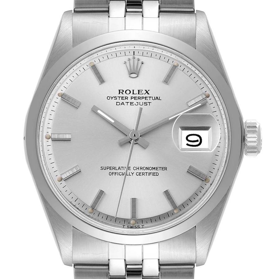 Rolex Datejust Silver Dial Steel Vintage Mens Watch 1600 Box Service Papers SwissWatchExpo