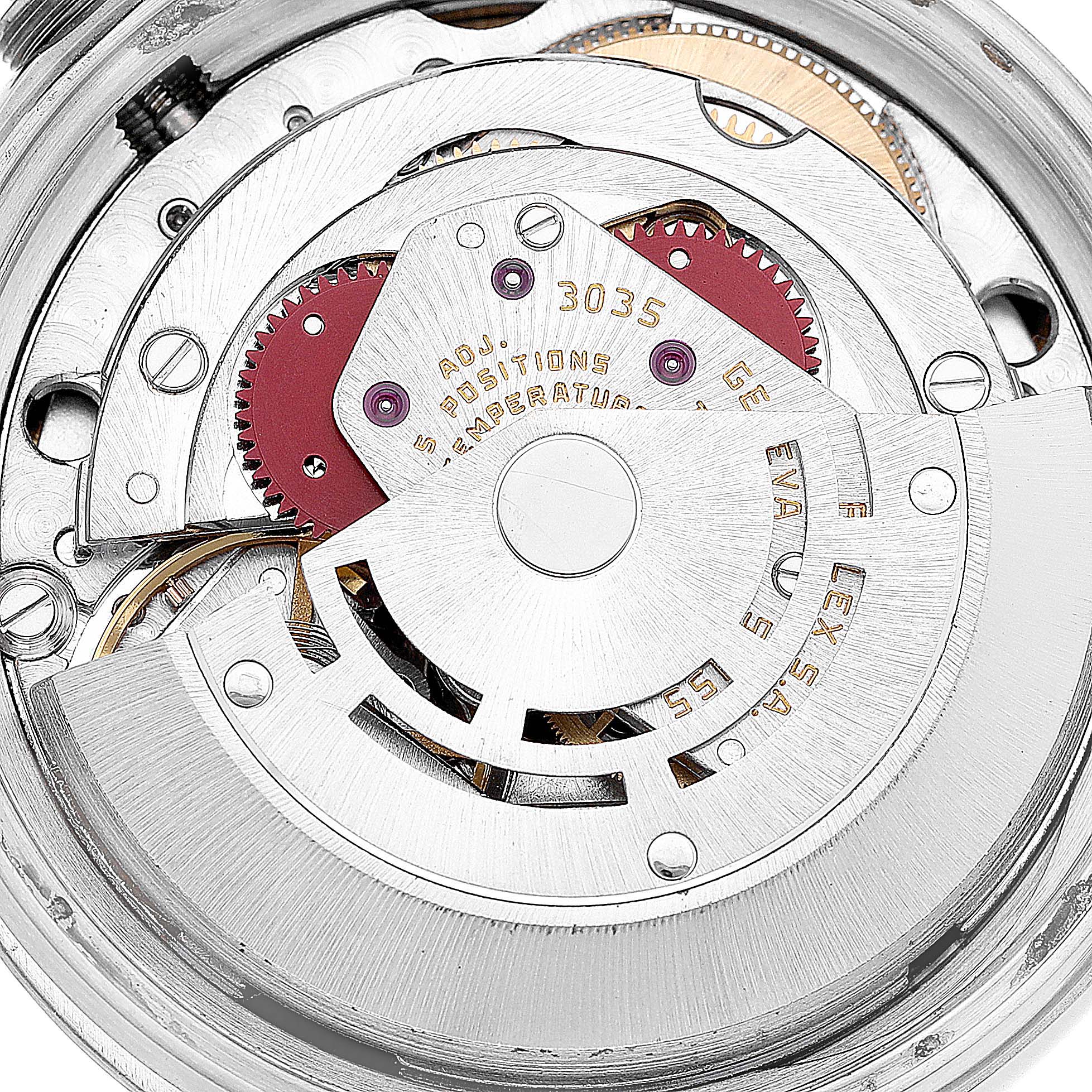 This image shows a close-up of the internal mechanism and components of a Rolex Pearlmaster watch.