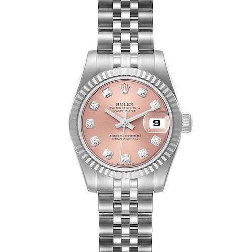 Photo of Rolex Datejust Steel White Gold Pink Diamond Dial Ladies Watch 179174 Box Card