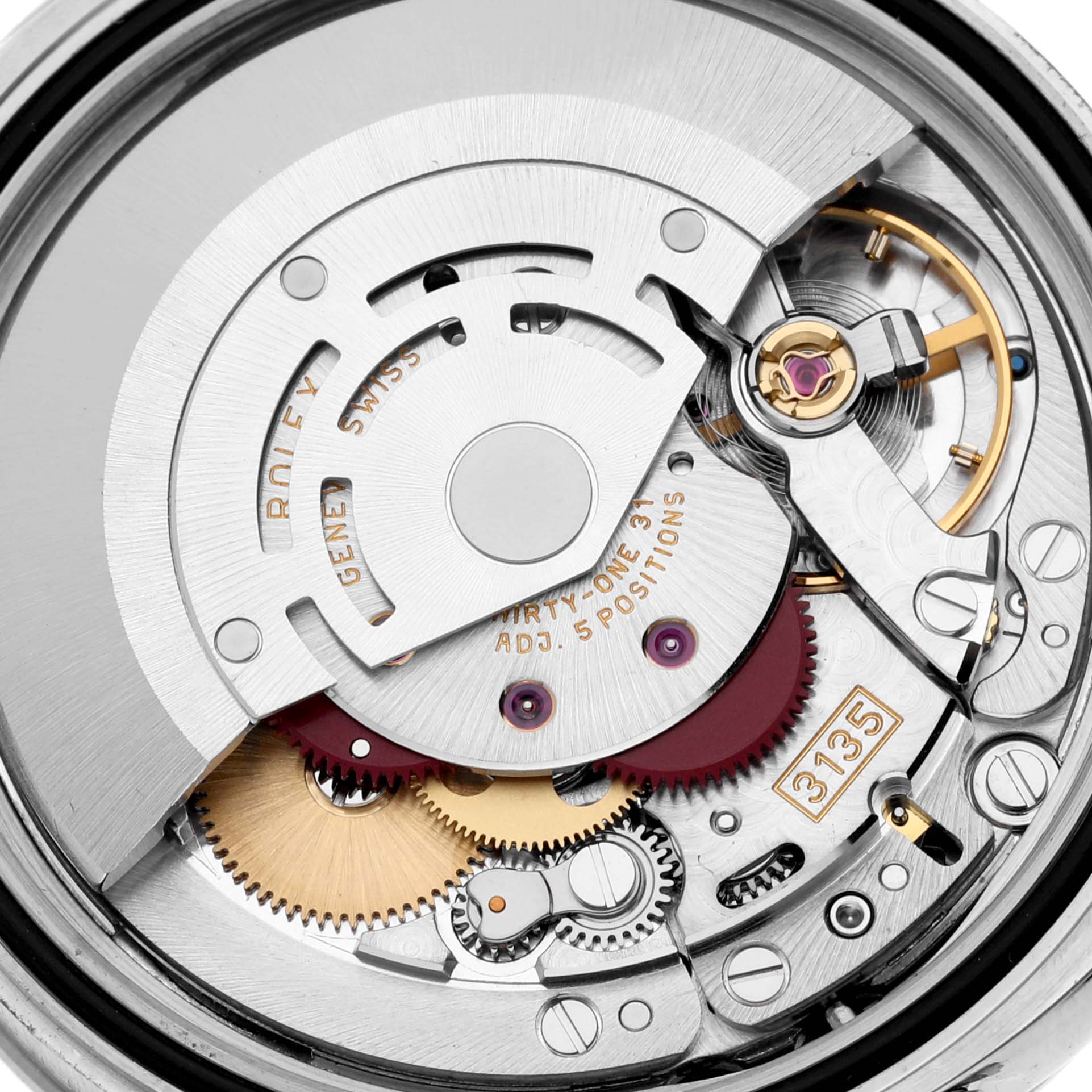 This image shows a close-up of the internal mechanical components of the Rolex Turn-o-Graph 116264 Men's Stainless Steel Black Dial 116264 Men's Stainless Steel Black Dial watch movement.