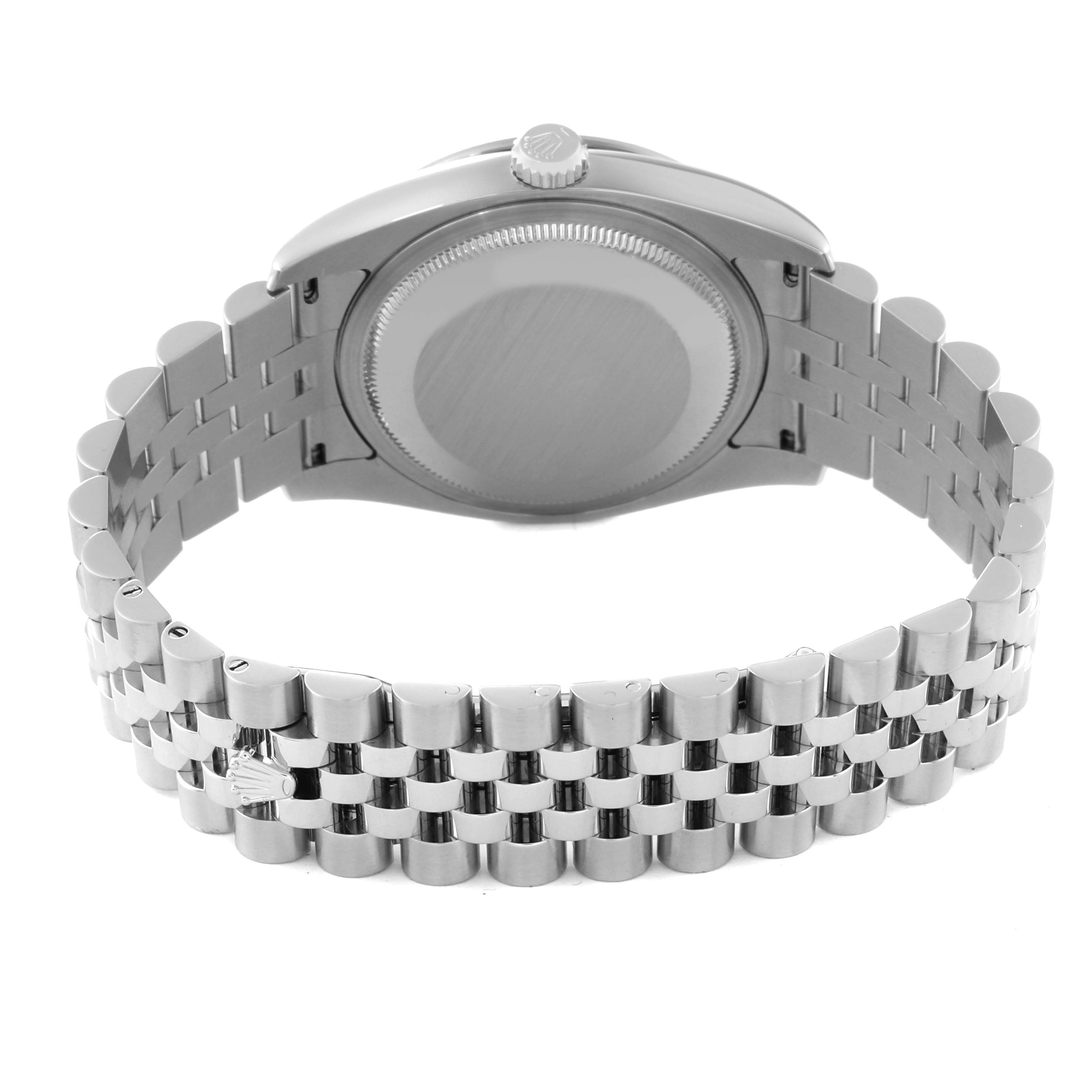 The image shows the back case and bracelet of a Rolex Turn-o-Graph 116264 Men's Stainless Steel Black Dial 116264 Men's Stainless Steel Black Dial watch, viewed from the bottom angle.