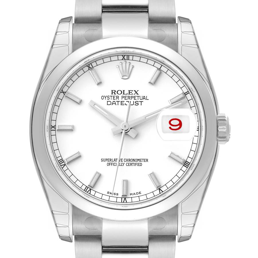 Rolex Datejust White Dial Oyster Bracelet Steel Mens Watch 116200 Unworn SwissWatchExpo
