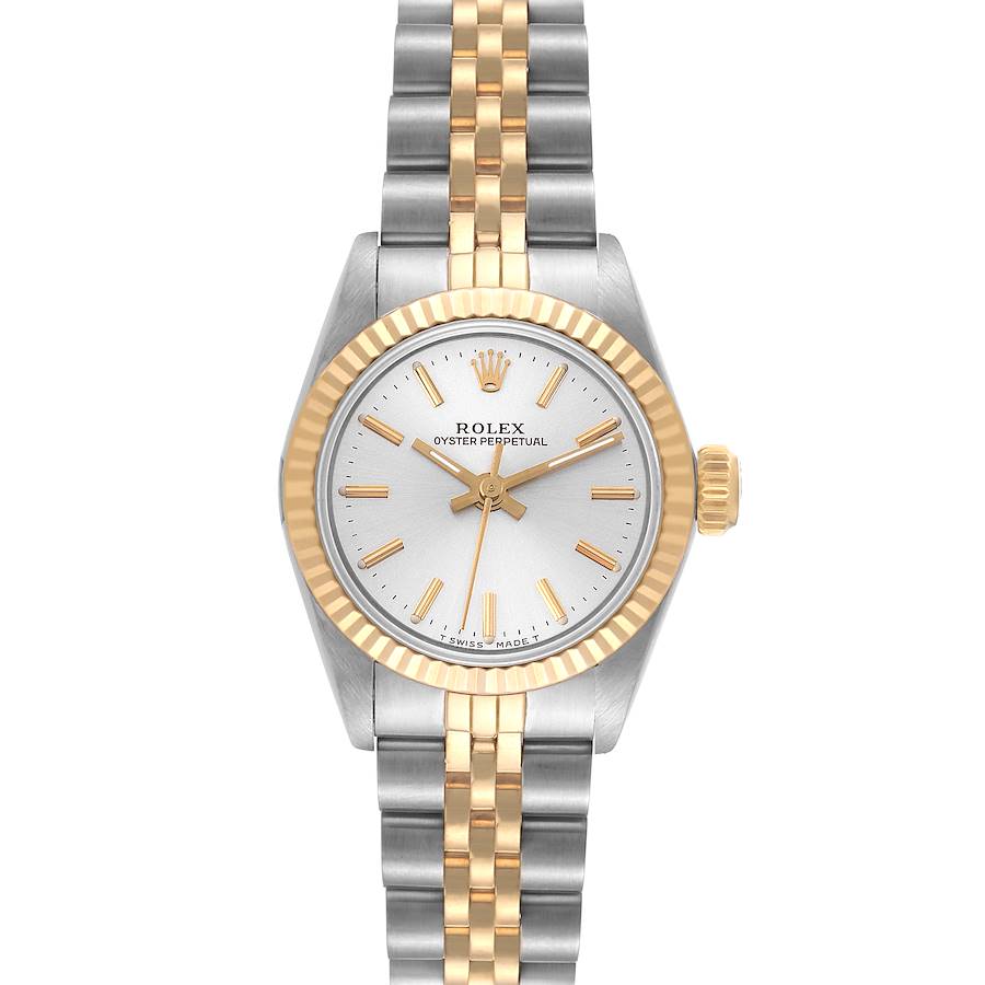 Rolex Oyster Perpetual Steel Yellow Gold Silver Dial Ladies Watch 67193 SwissWatchExpo