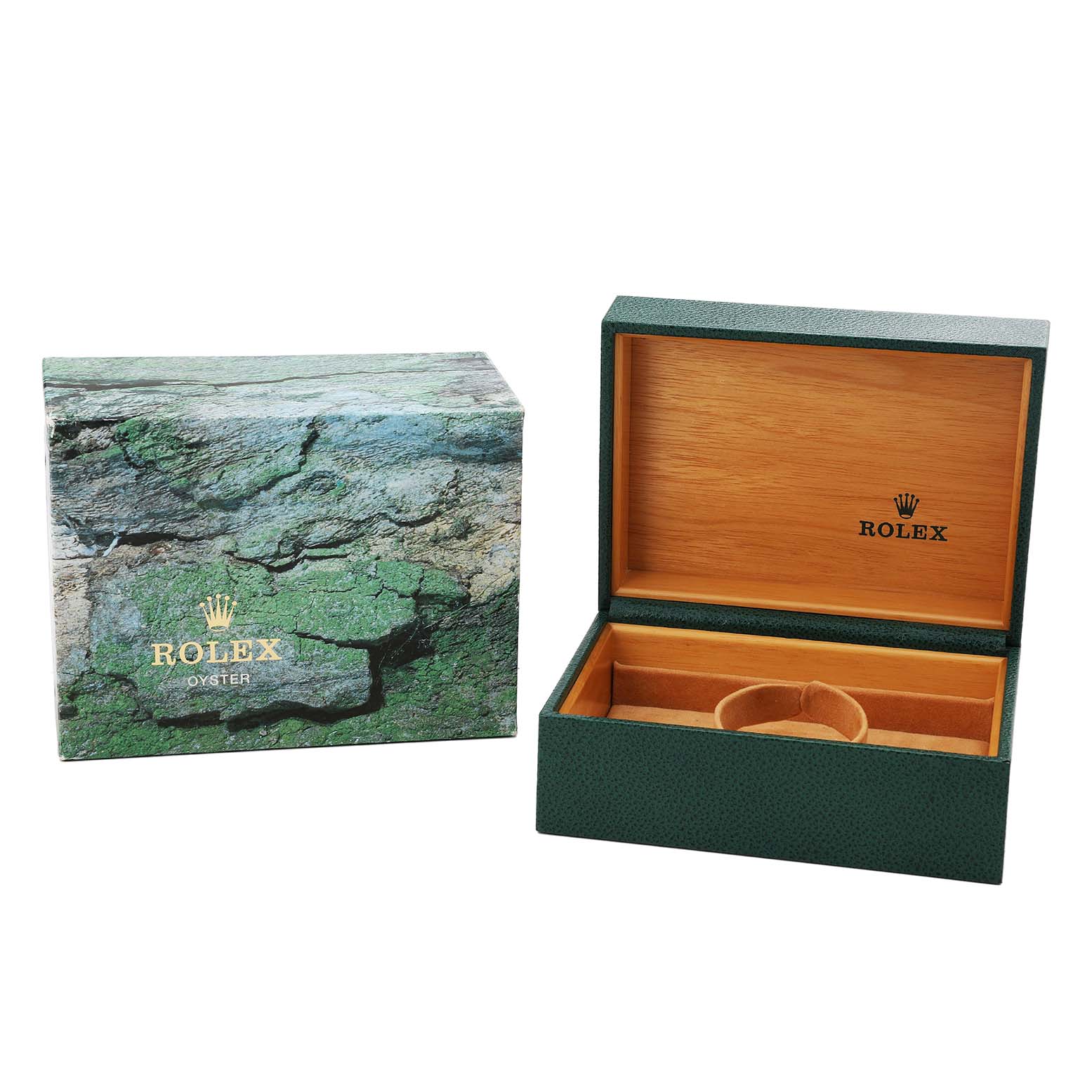 The image shows an open Rolex Sea-Dweller 116600 Men's Stainless Steel Black Dial watch box and its outer packaging from an elevated angle, highlighting both boxes.