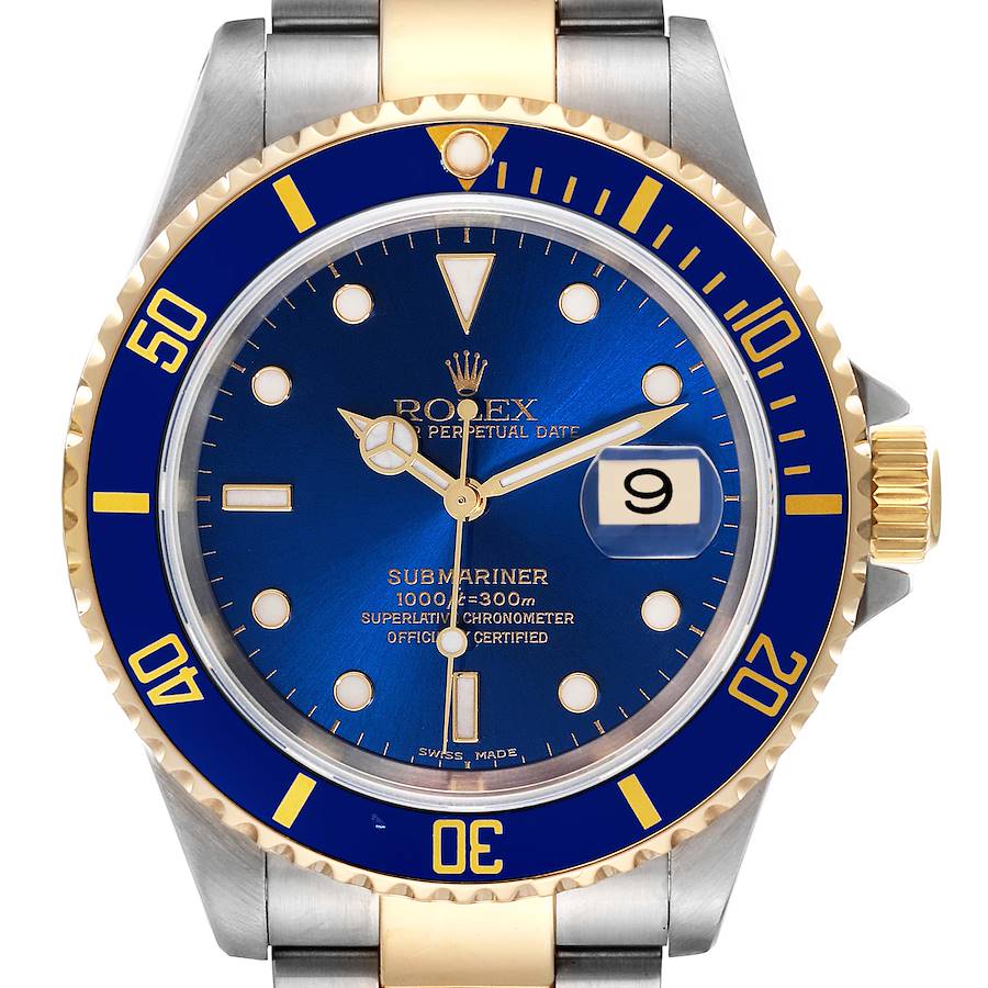 Rolex Submariner Blue Dial Steel Yellow Gold Mens Watch 16613 ...