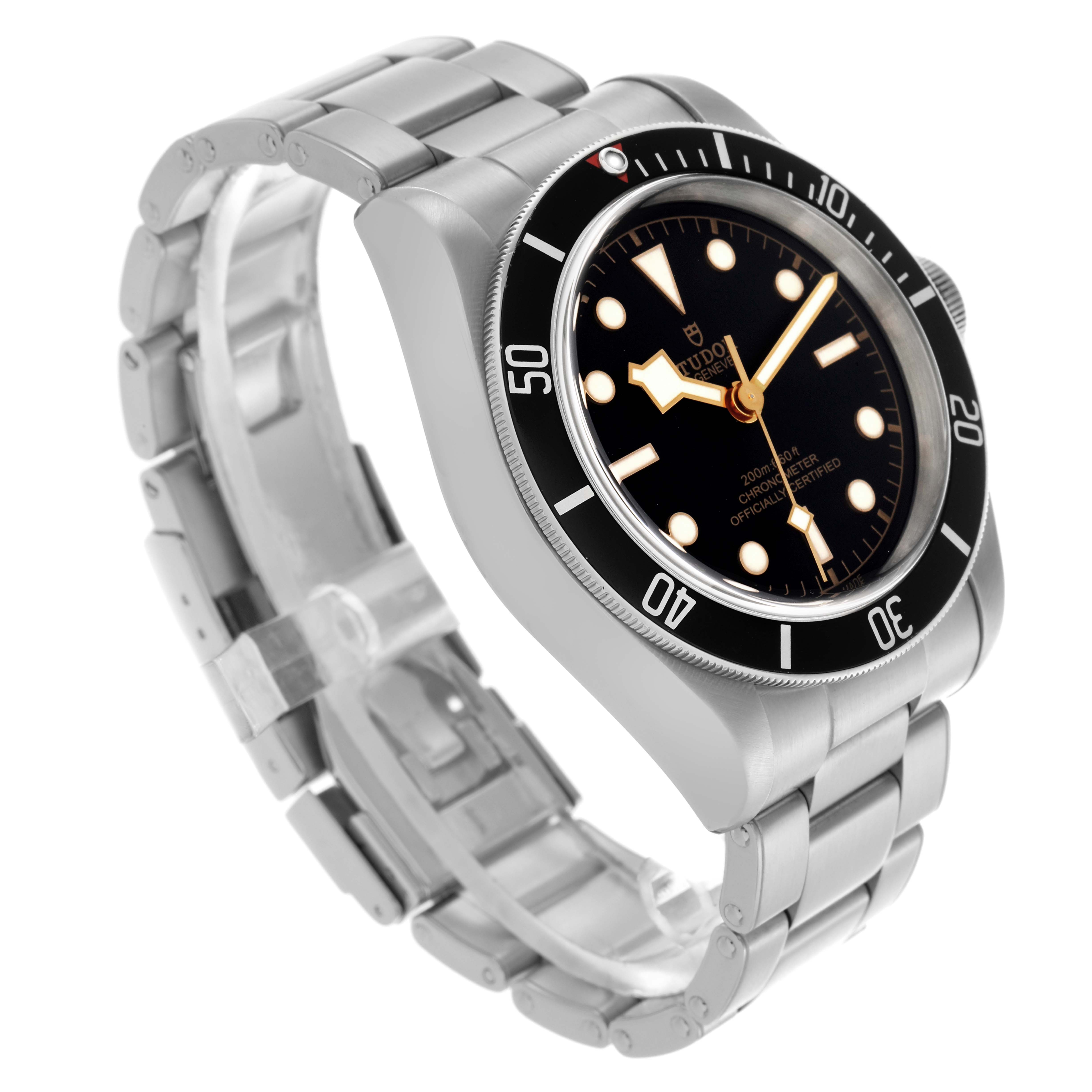 The image shows a Tudor Heritage Black Bay 79230N Men's Stainless Steel Black Dial 79230N Men's Stainless Steel Black Dial watch at a 3/4 angle, highlighting the dial, bezel, case, and bracelet.