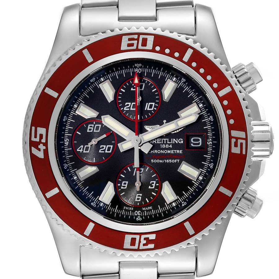 Breitling Aeromarine SuperOcean II Red Bezel Limited Edition Mens Watch A13341 SwissWatchExpo
