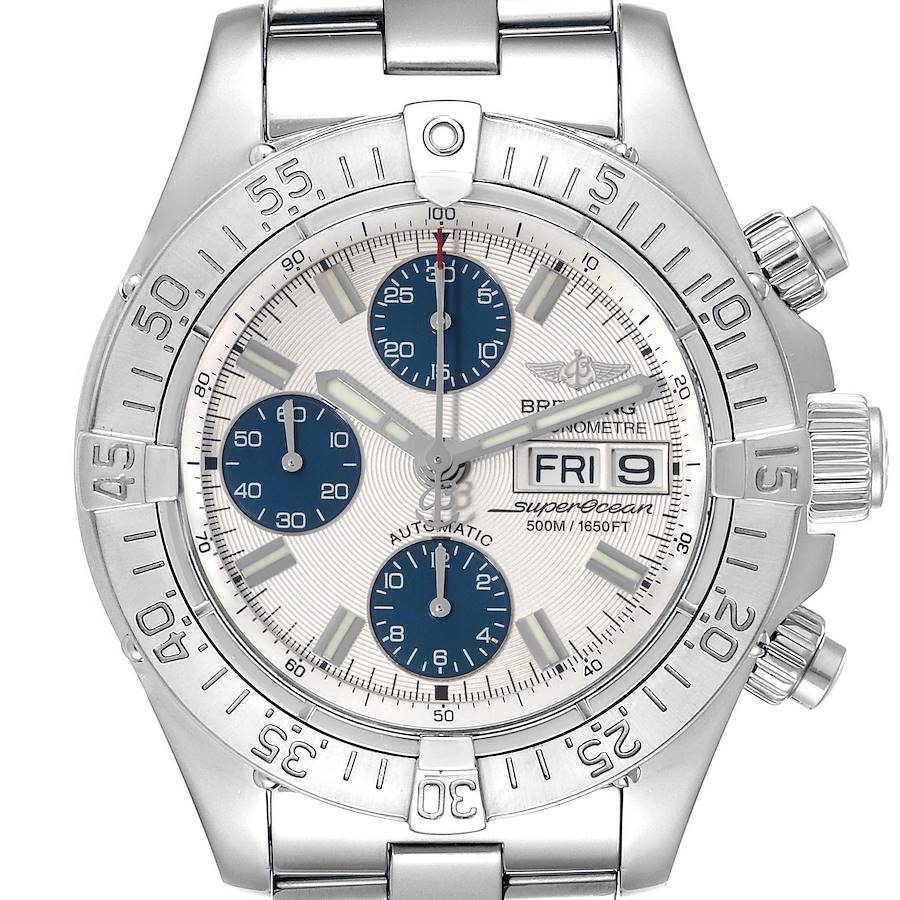 Breitling Aeromarine Superocean Silver Dial Steel Mens Watch A13340 Box Papers SwissWatchExpo