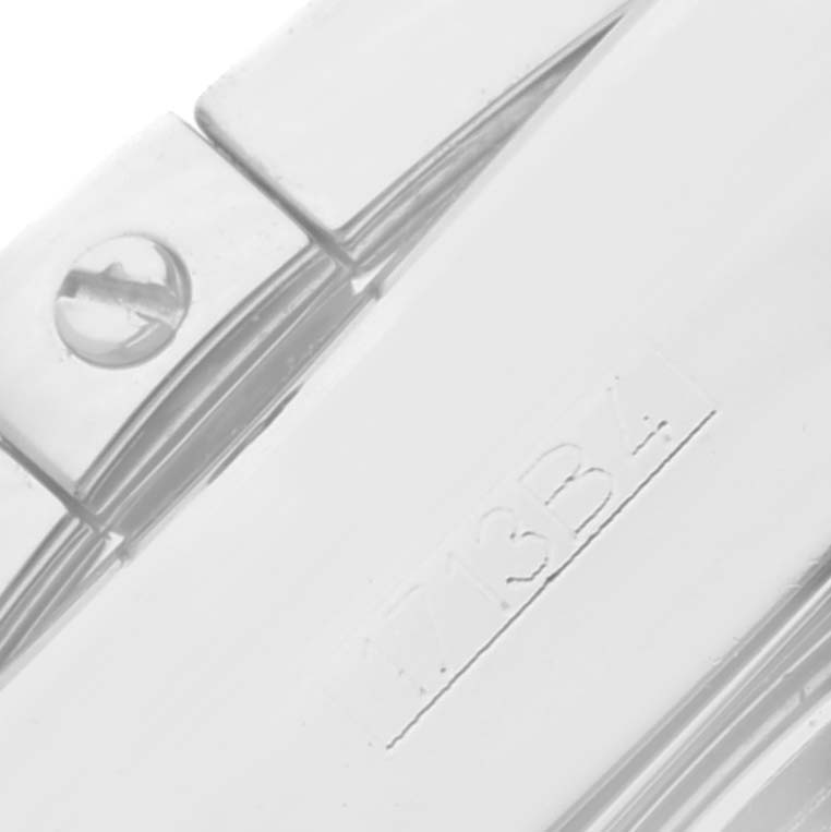 Close-up of the Breitling Chronomat AB01103C/BC48 Men's Stainless Steel Mother of Pearl Dial AB01103C/BC48 Men's Stainless Steel Mother of Pearl Dial watch clasp showing screw details and part of the reference number.