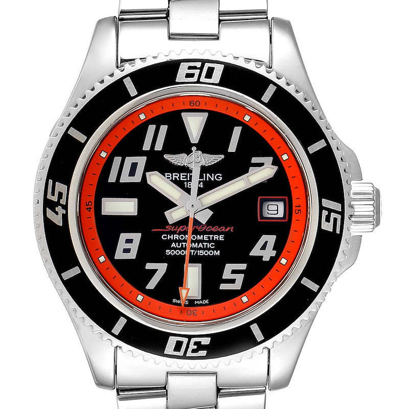Breitling Superocean Abyss Orange Limited Edition Watch A17364 Box Papers SwissWatchExpo