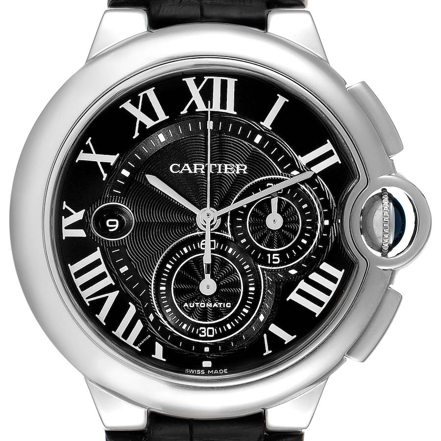 Cartier Ballon Bleu Steel Black Dial Chronograph Mens Watch W6920052 SwissWatchExpo