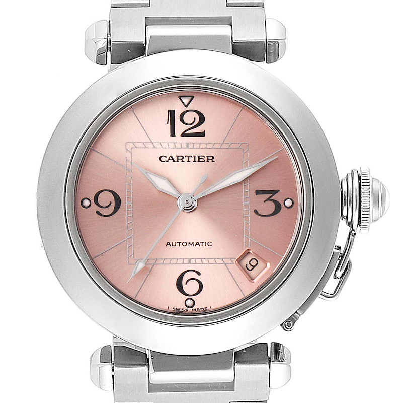 Cartier Pasha C Midsize Pink Dial Automatic Ladies Watch W31075M7 Box SwissWatchExpo