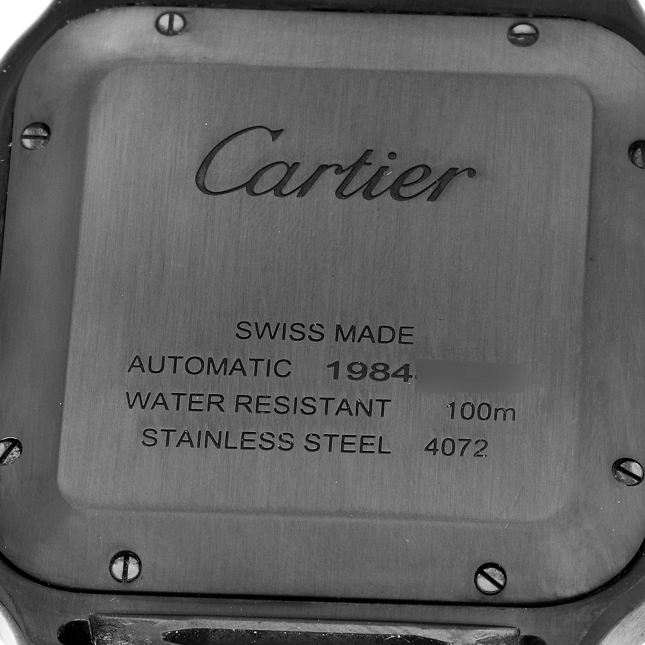 Cartier Santos Black Dial Rubber Strap Steel Mens Watch WSSA0039 Box ...