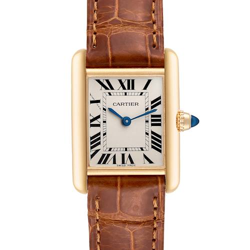 Photo of Cartier Tank Louis Small Yellow Gold Brown Strap Ladies Watch W1529856
