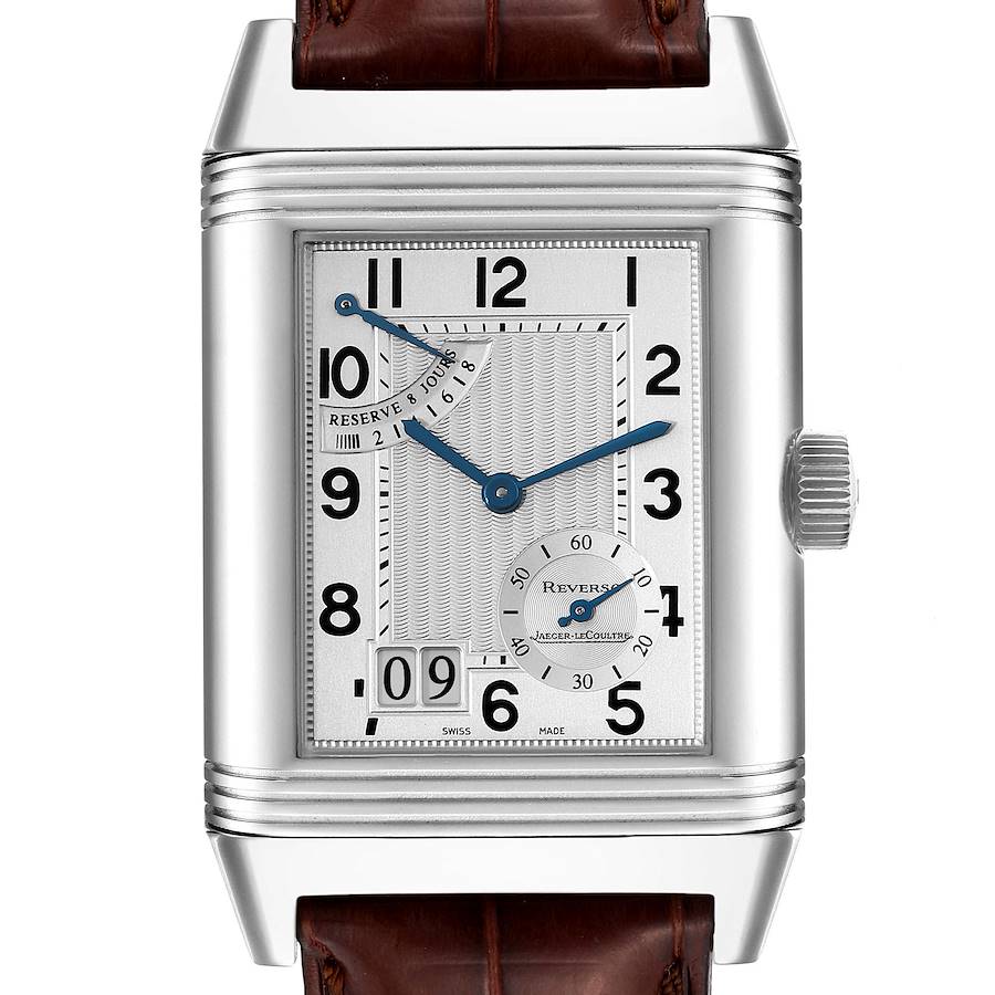 Jaeger LeCoultre Reverso Grande Date 8 Day Mens Watch 240.8.15 Q3008420 Papers SwissWatchExpo