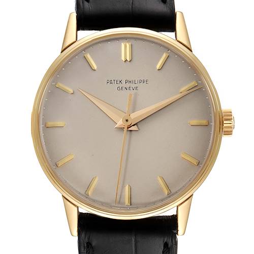 Photo of Patek Philippe Calatrava Yellow Gold Silver Dial Vintage Mens Watch 3411 Papers