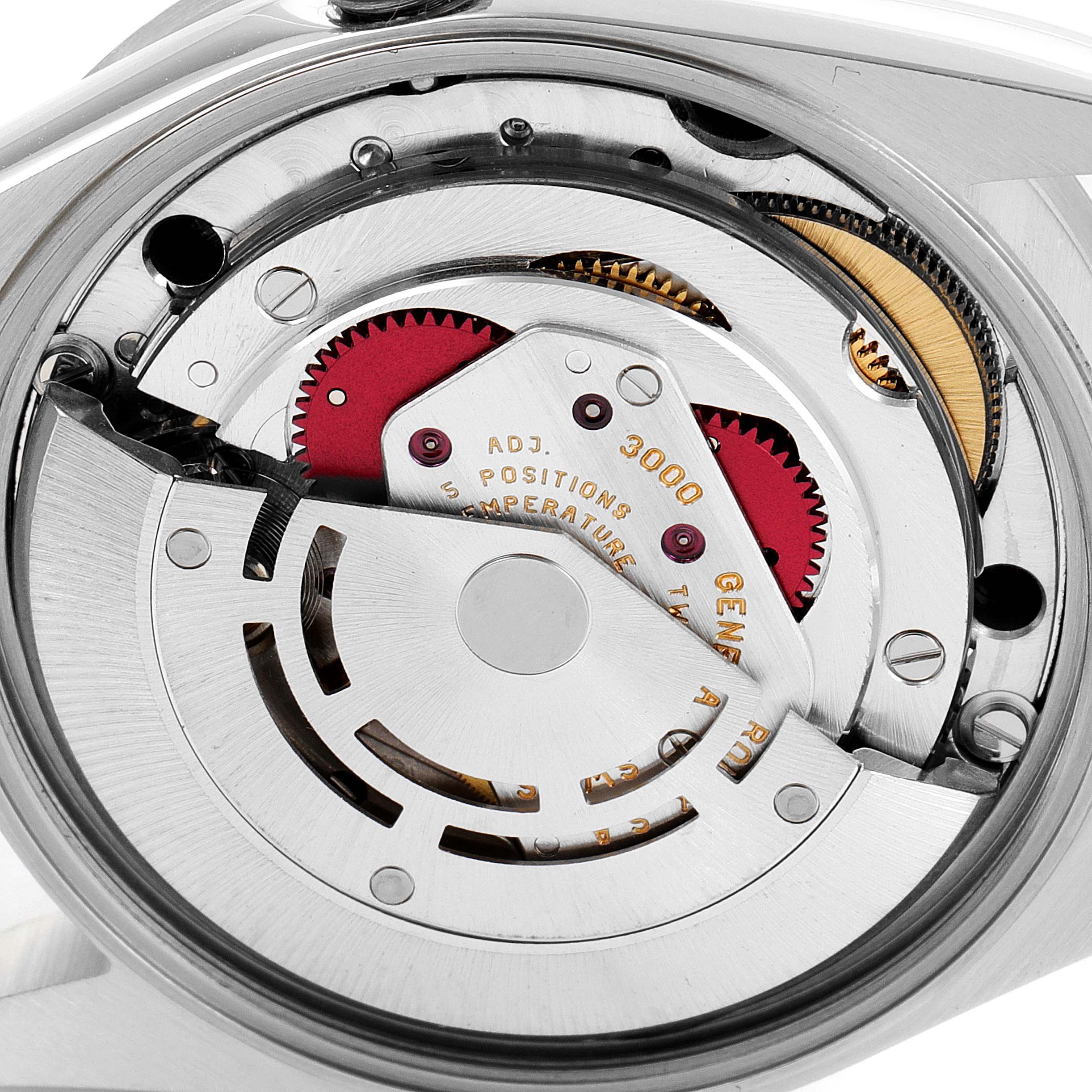 The image shows an internal view of the Rolex Air-King 14010 Men's Stainless Steel Black Dial 14010 Men's Stainless Steel Black Dial watch, focusing on its intricate movement assembly.