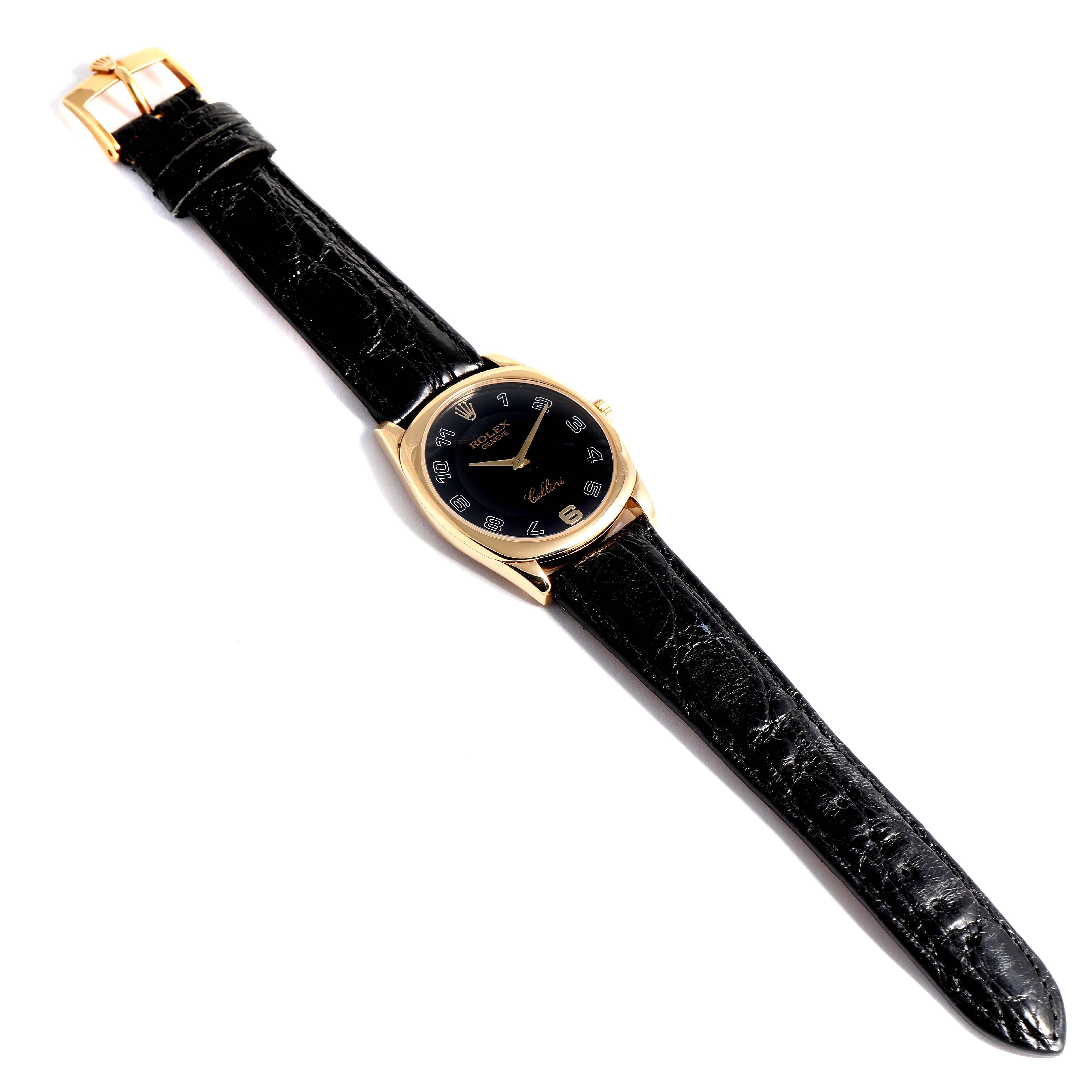 Rolex Cellini Danaos 18K Yellow Gold Black Dial Mens Watch 4233 ...