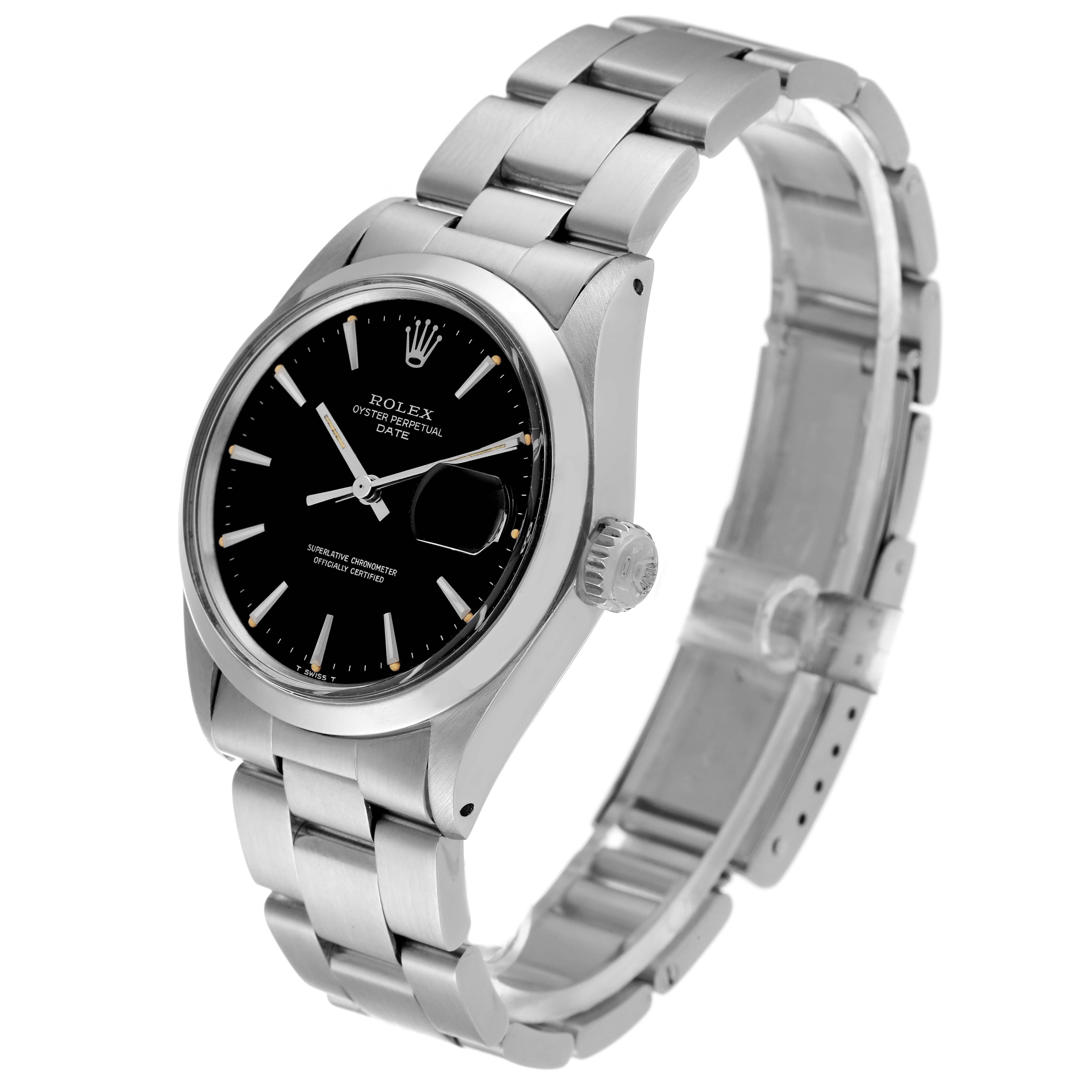 The image shows a side and partial top view of the Vintage Collection Rolex Oyster Perpetual Date watch.