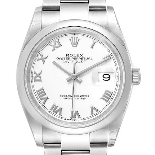 Photo of Rolex Datejust 36 White Dial Domed Bezel Steel Mens Watch 126200 Unworn