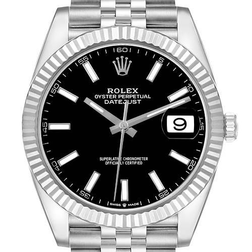 Photo of Rolex Datejust 41 Steel White Gold Black Dial Mens Watch 126334