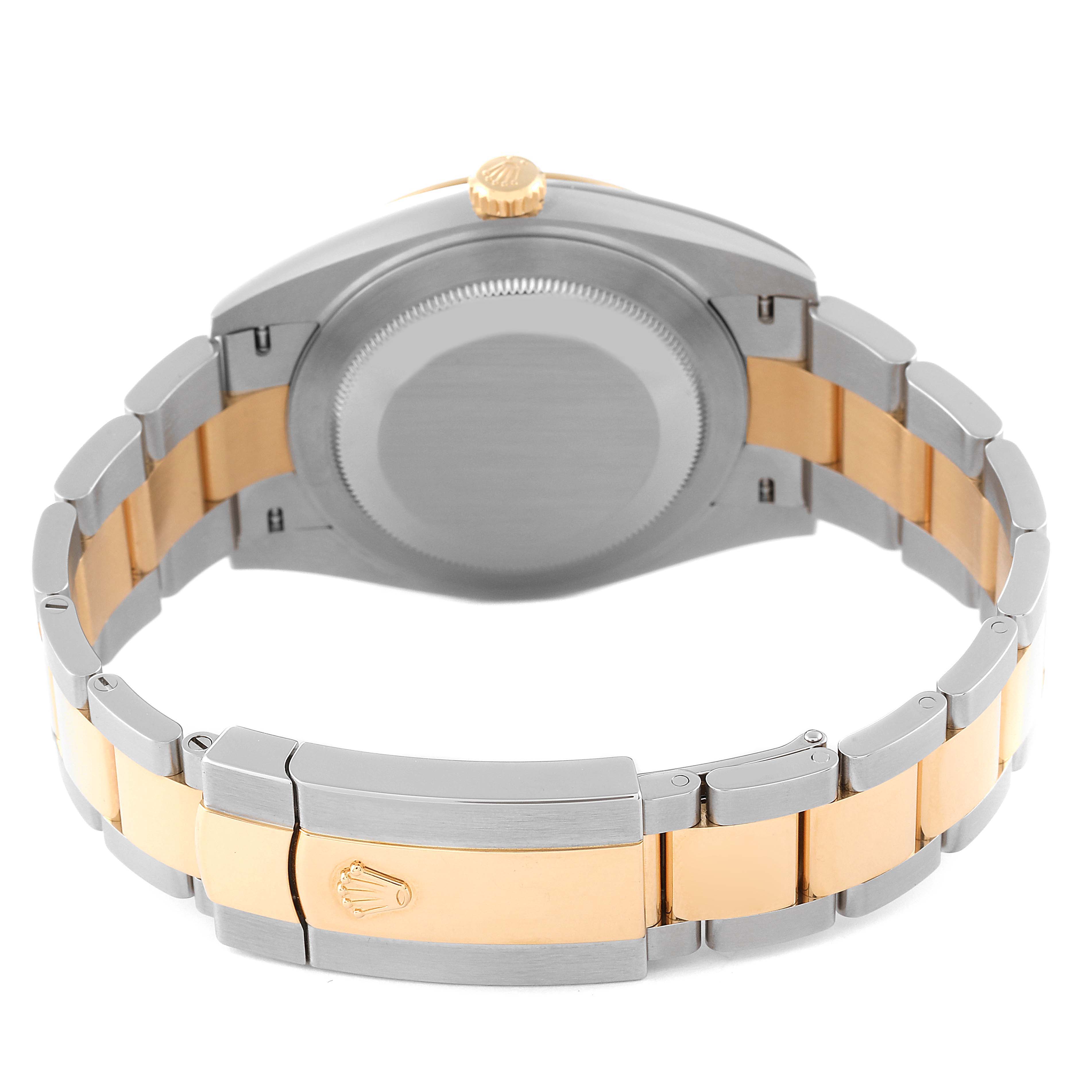 The image shows the back case and bracelet of the Rolex Datejust 41 126303 Men's Steel and Gold (two tone) Grey Dial 126303 Men's Steel and Gold (two tone) Grey Dial watch in a two-tone metal finish.