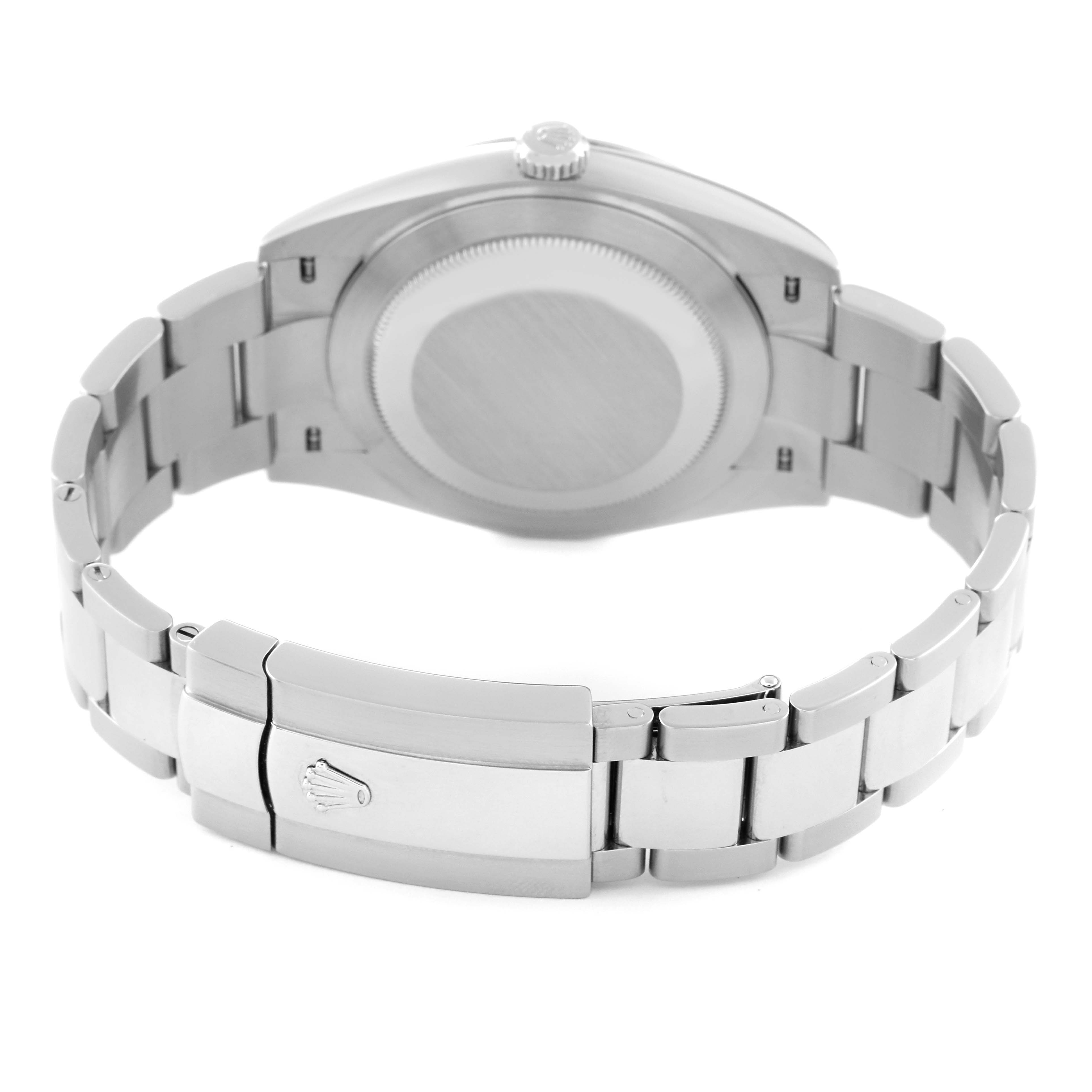 This image shows the back view and clasp of the Rolex Datejust 41 126300 Men's Stainless Steel White Dial 126300 Men's Stainless Steel White Dial model watch.