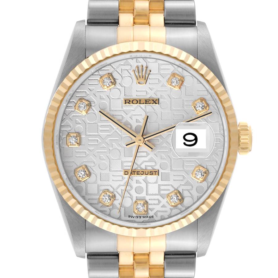 Rolex Datejust Anniversary Diamond Dial Steel Yellow Gold Watch 16233 Box Papers SwissWatchExpo