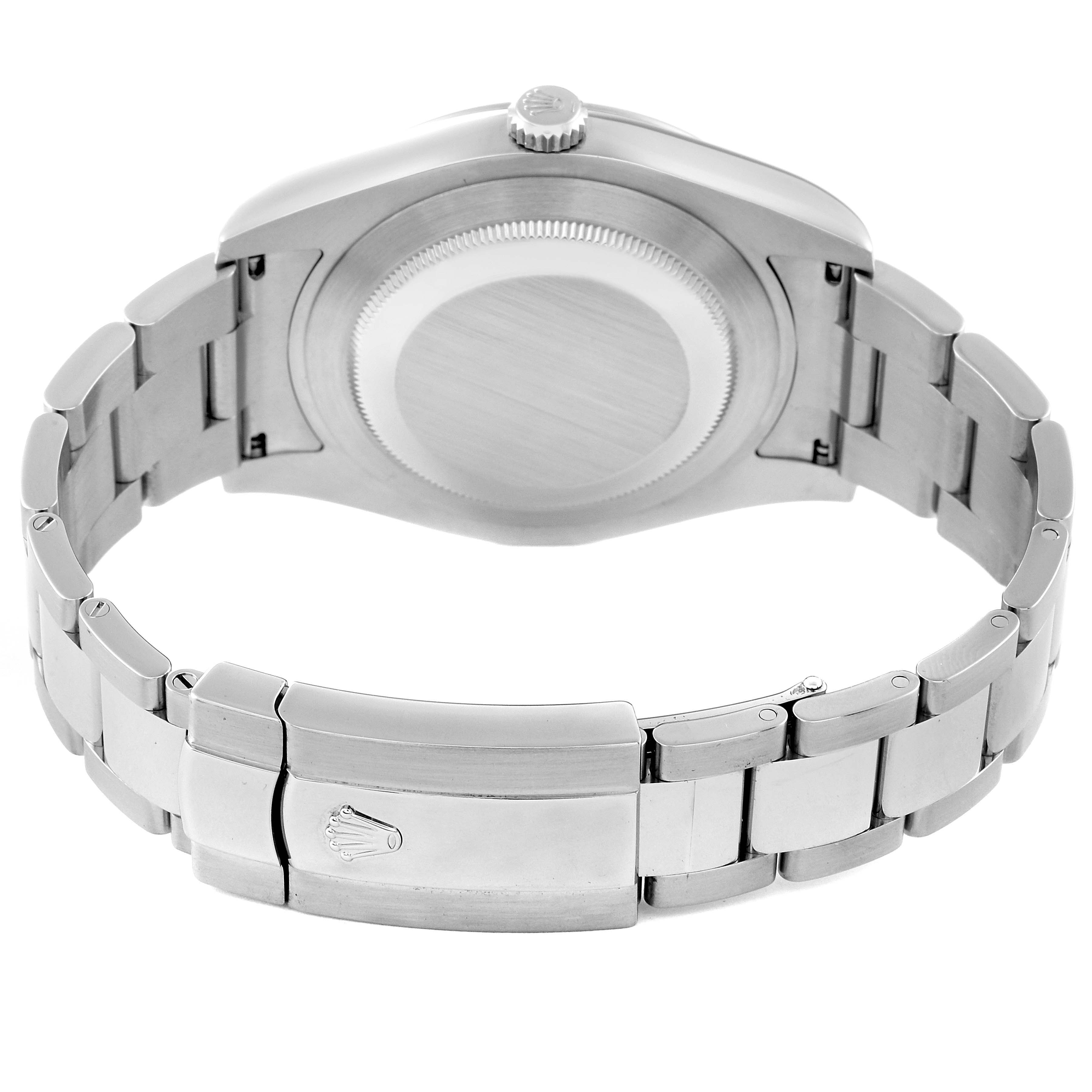 The image shows the back case and bracelet of a Rolex Datejust 41 116300 Men's Stainless Steel Blue Dial 116300 Men's Stainless Steel Blue Dial watch from a rear angle.