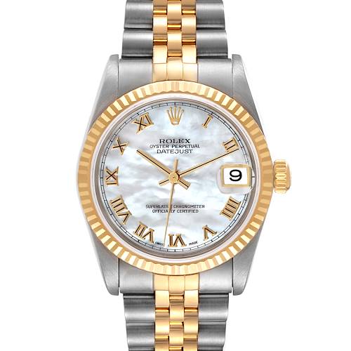Photo of Rolex Datejust Midsize Steel Yellow Gold Mother of Pearl Roman Dial Ladies Watch 78273