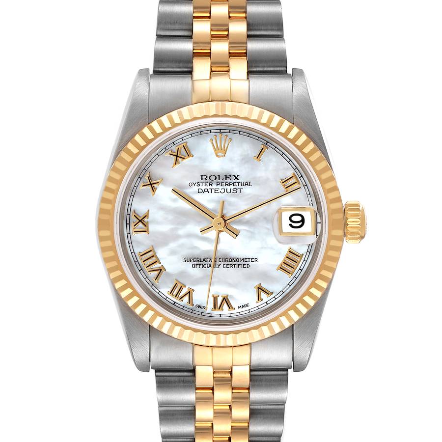Rolex Datejust Midsize Steel Yellow Gold Mother of Pearl Roman Dial Ladies Watch 78273 SwissWatchExpo