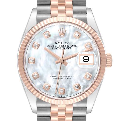 Photo of Rolex Datejust Mother of Pearl Diamond Dial Steel Rose Gold Mens Watch 126231